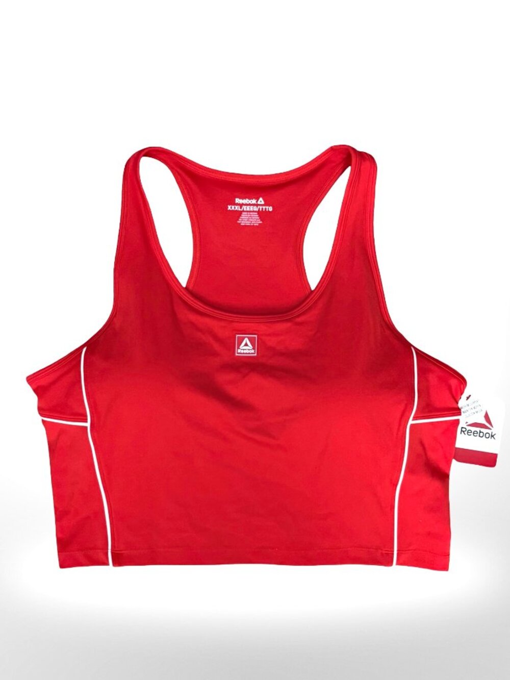 NWT Reebok Racerback Cropped Sports Bra Tank Removable Pads Red Activewear Gym